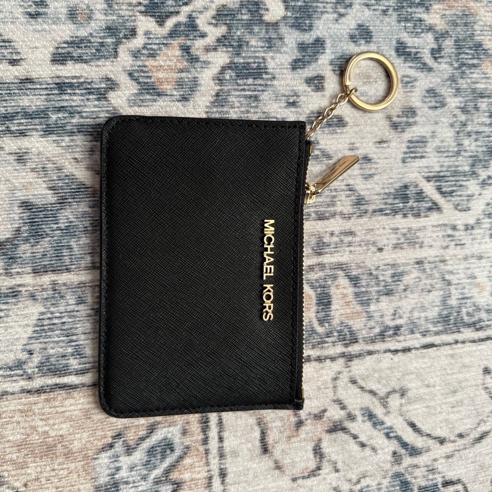 Michael Kors Black and Gold Keyring Card Holder